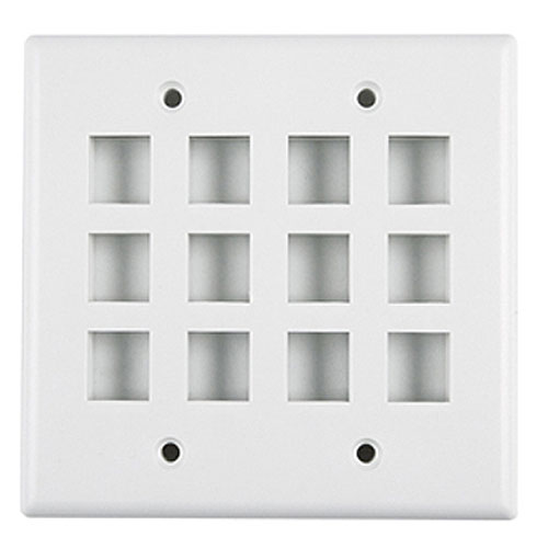 HellermannTyton FPDG12-FW Dual Gang 12 Port Flush Mount Faceplate, ABS 94V-0, Office White, 1/pkg