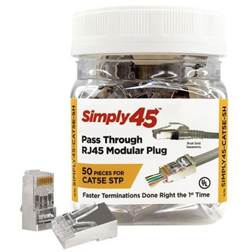 SIMPLY45 S45-1550 - Cat5e Shielded Internal Ground - Pass Through RJ45