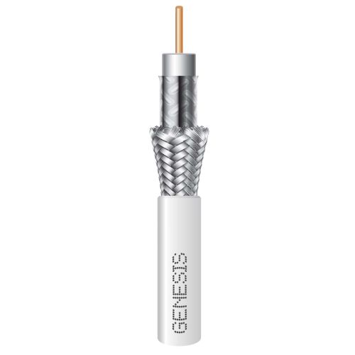 Genesis 53031101  RG6 CCS Dual-Shield Riser, White, 1000 ft. Pull Box