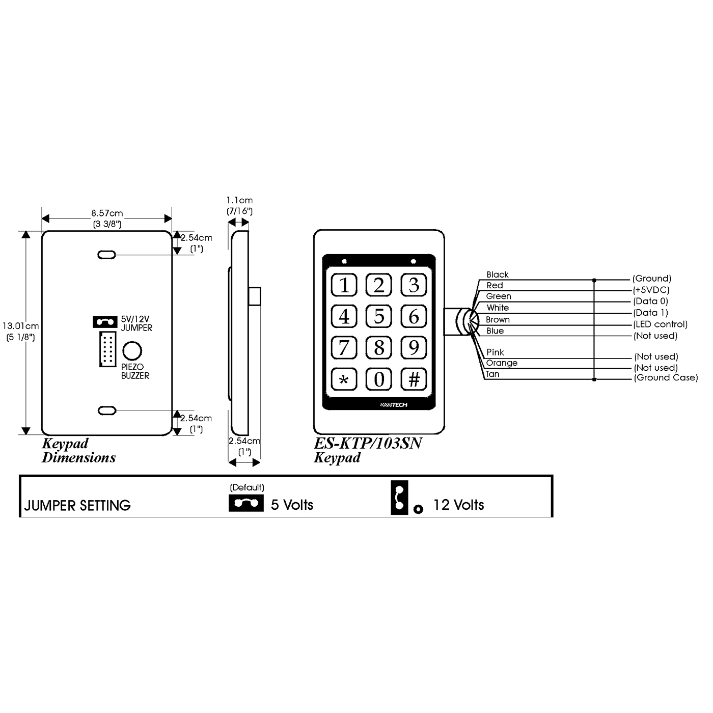Kantech ES-KTP/103SN Heavy Duty Keypad Reader