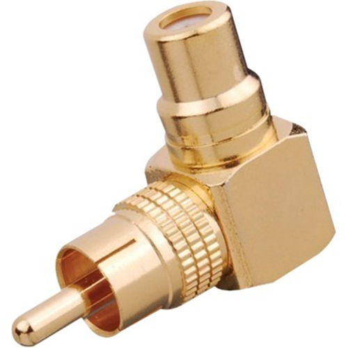 Vanco Right Angle RCA Male Plug to RCA Female Jack Adapter