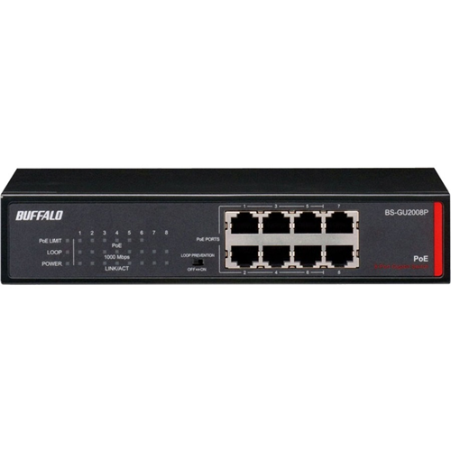 BUFFALO 8-Port Desktop Gigabit Green Ethernet High Power PoE Switch (BS-GU2008P)