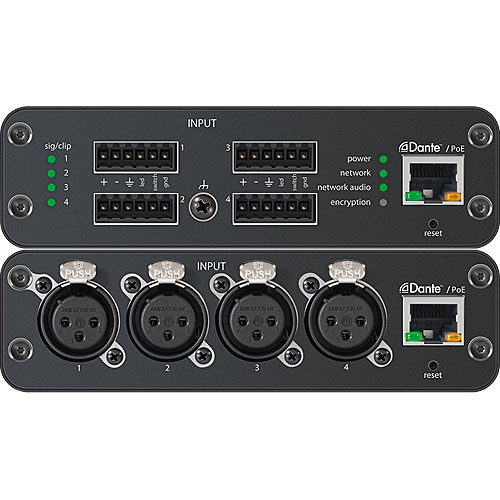 4-Input, XLR Connectors, Mic/Line Dante  Audio Net