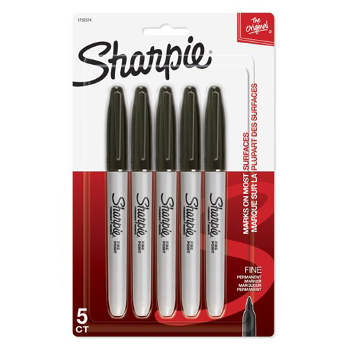 SHARPIE FINE BLACK 5CT