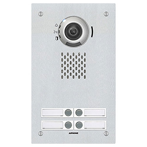 Aiphone IX-DVF-4 IP Video Door Station, 4 Call Buttons, SIP Compatible, Vandal Resistant, Flush Mount, Stainless Steel