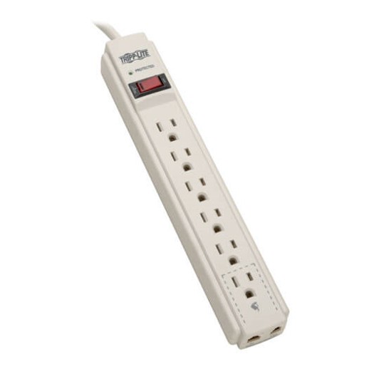 Surge Protector Strip 120v 6 Outlet Rj11 4ft Cord