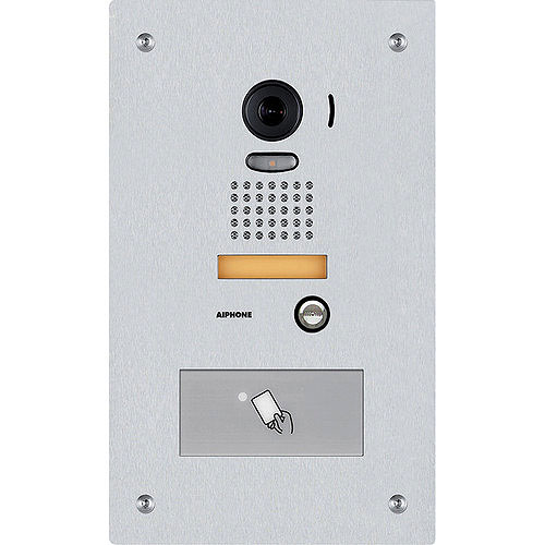Aiphone Video Door Station With HID RP10 multiCLASS Reader, Flush Mount Stainless Steel
