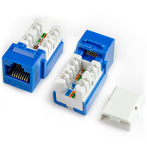 Hyperline KJNE-8P8C-C6-90-OR Category 6 Keystone Jack RJ45, 110 IDC, for termination with KJNE-TOOL, Orange