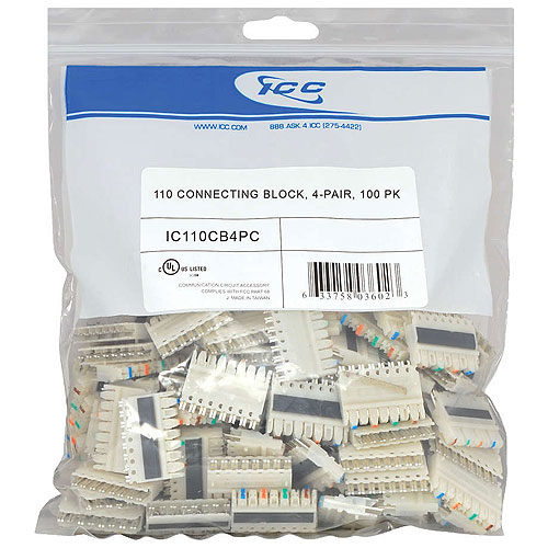 ICC IC110CB4PC 110 Connecting Block 4 Pair, 100-Pack