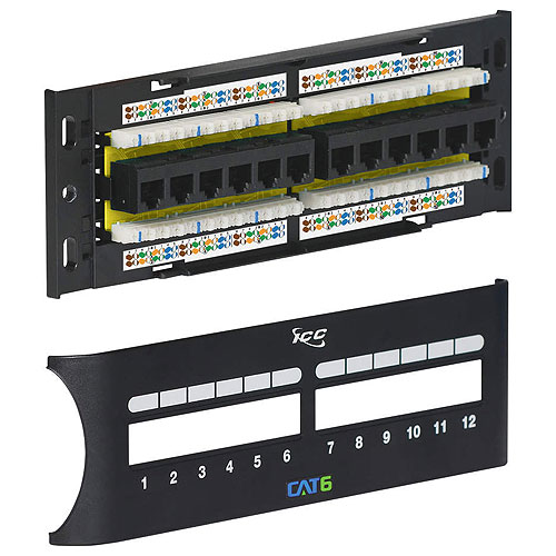 ICC ICMPP12F6E Patch Panel, CAT6 Front, 12-Port