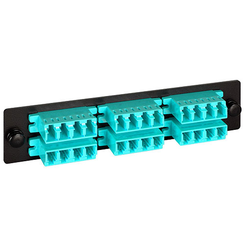 ICC ICFOPL161G Adapter Panel, Quad Lc, 24f, Aqua, 10g