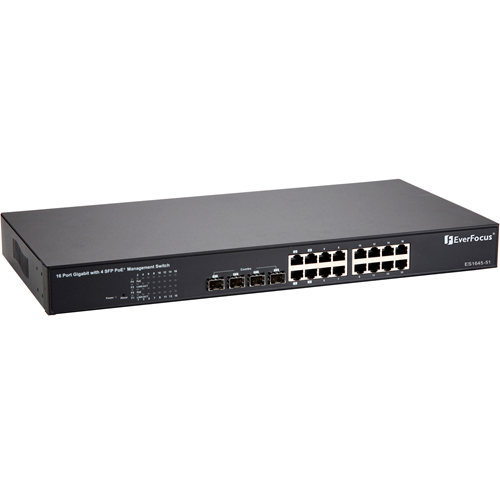 EverFocus 16-port 10/100M PoE + 2 Gigabit Copper/SFP Combo Rackmount Web Smart PoE Switch
