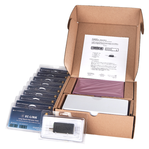 NVT Phybridge EC10 Simple IP Bundle: 10-Port Ethernet over Coax PoE Switch Bundle 